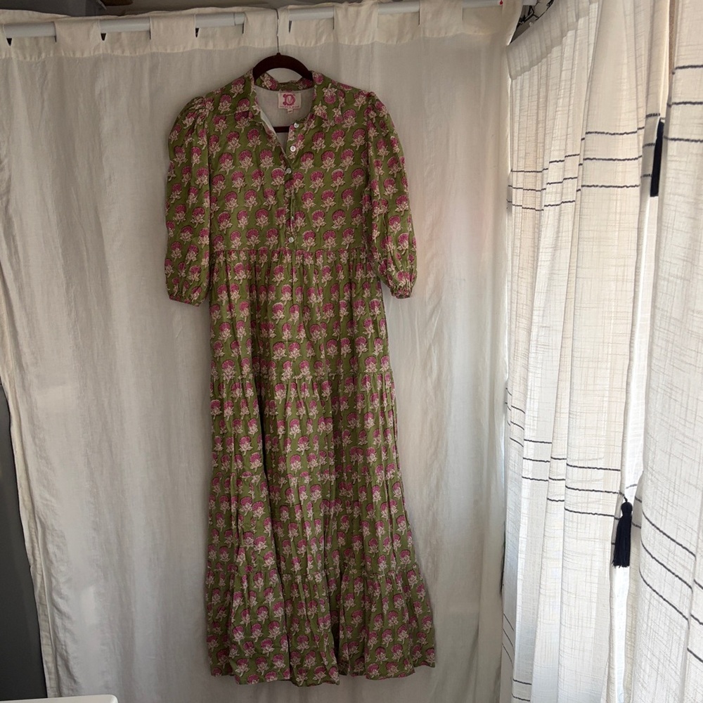 Victoria Dunn Green and Pink Floral Maxi Dress - XS - Picture 2 of 9